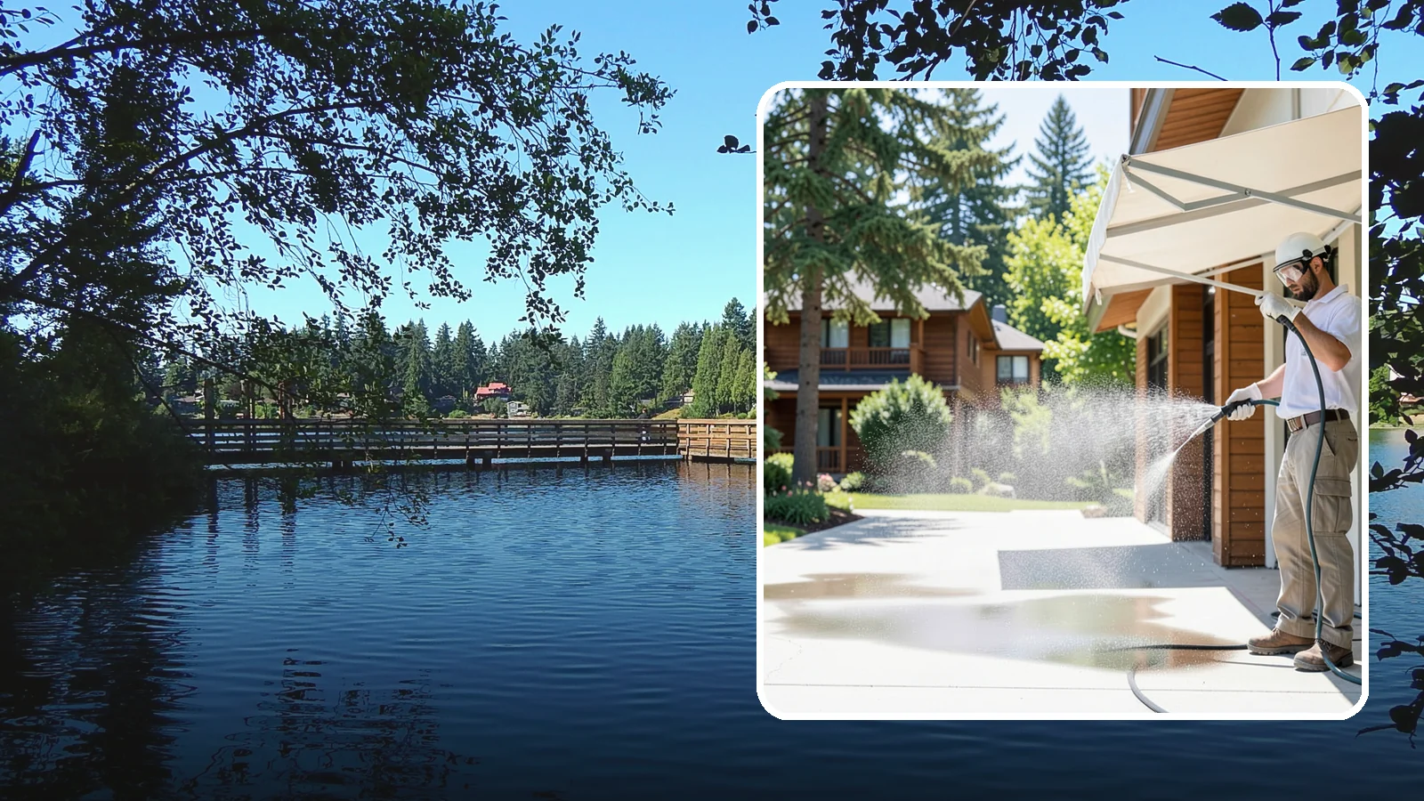 Awning Cleaning in Federal Way, King County, WA - We soft wash fabric and metal awnings to strip the black streaks and mildew that Northwest moisture leaves behind.