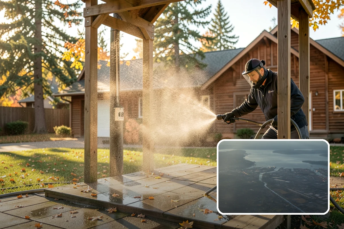 Awning Cleaning in Fife, Pierce County, WA - Removes mildew streaking common to wet Northwest summers