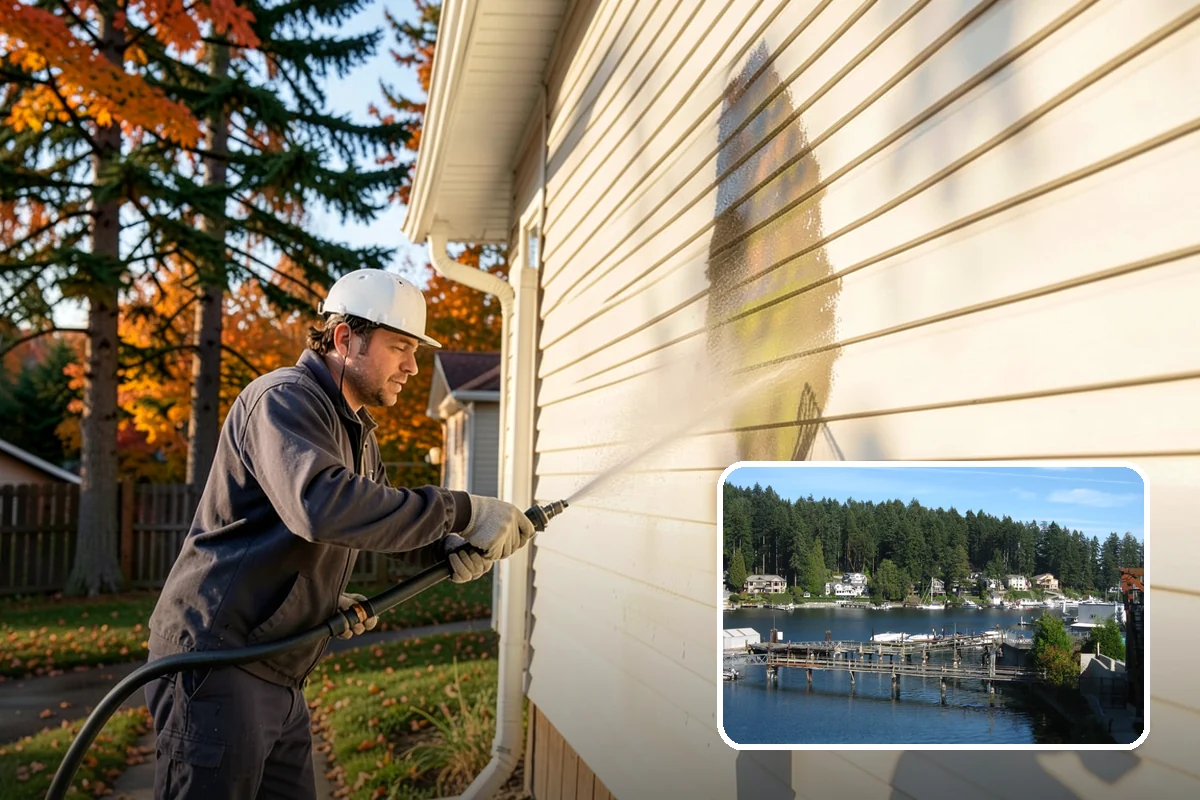 Awning Cleaning in Gig Harbor, Pierce County, WA - Removes mildew streaking common to wet Northwest summers