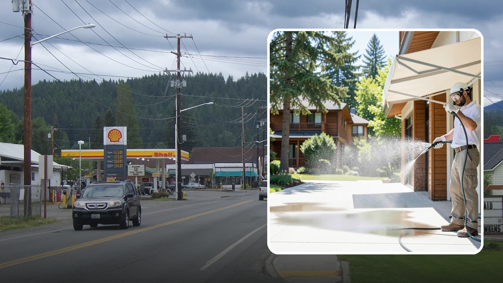 Awning Cleaning in Granite Falls, Snohomish County, WA - We soft wash fabric and metal awnings to strip the black streaks and mildew that Northwest moisture leaves behind.