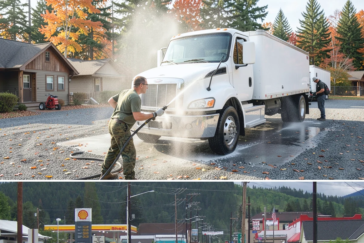 Awning Cleaning in Granite Falls, Snohomish County, WA - Late spring cleaning removes the mildew that builds through the wet season and readies awnings for summer use.