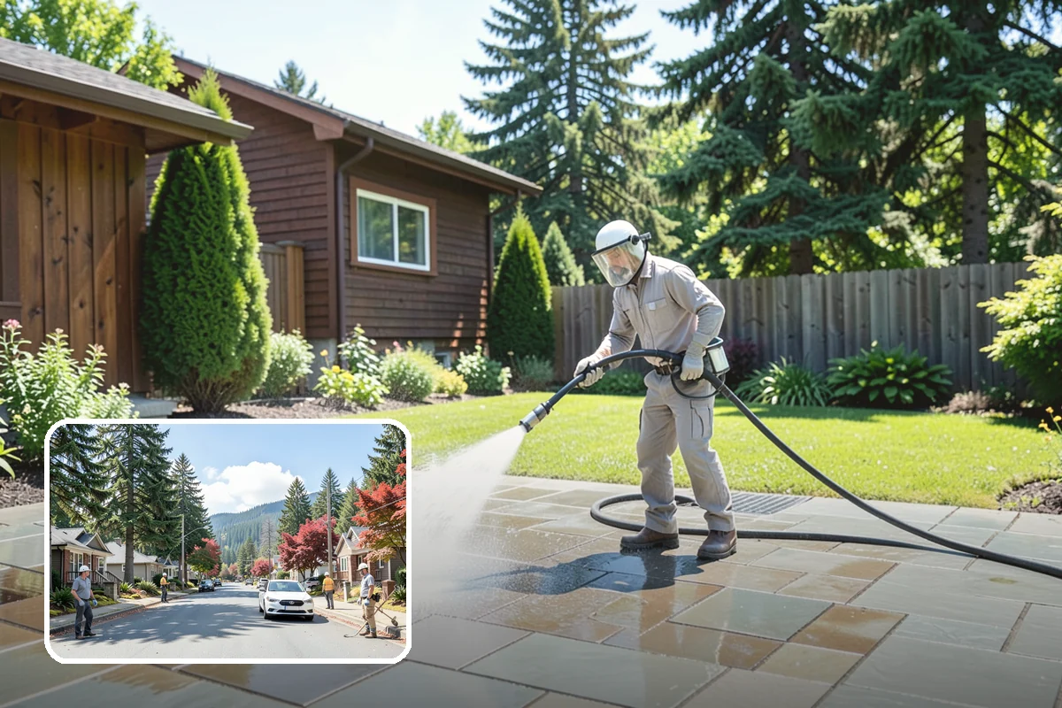 Awning Cleaning in Hunts Point, King County, WA - Removes mildew streaking common to wet Northwest summers