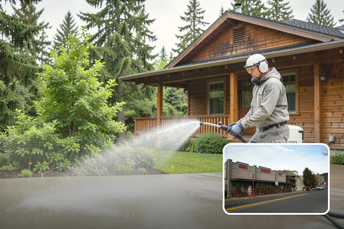 Awning Cleaning in Issaquah, King County, WA - Removes mildew streaking common to wet Northwest summers