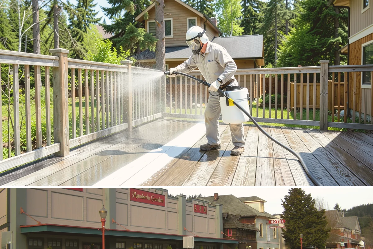 Awning Cleaning in Issaquah, King County, WA - Late spring cleaning removes the mildew that builds through the wet season and readies awnings for summer use.