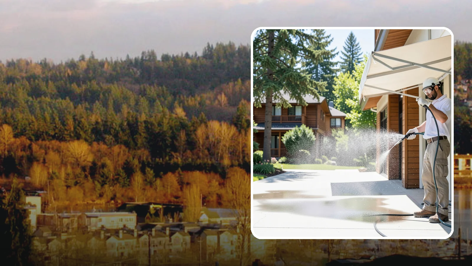 Awning Cleaning in Kenmore, King County, WA - We soft wash fabric and metal awnings to strip the black streaks and mildew that Northwest moisture leaves behind.
