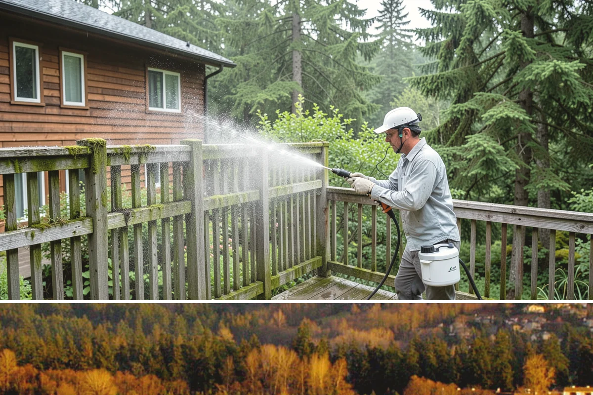 Awning Cleaning in Kenmore, King County, WA - Late spring cleaning removes the mildew that builds through the wet season and readies awnings for summer use.