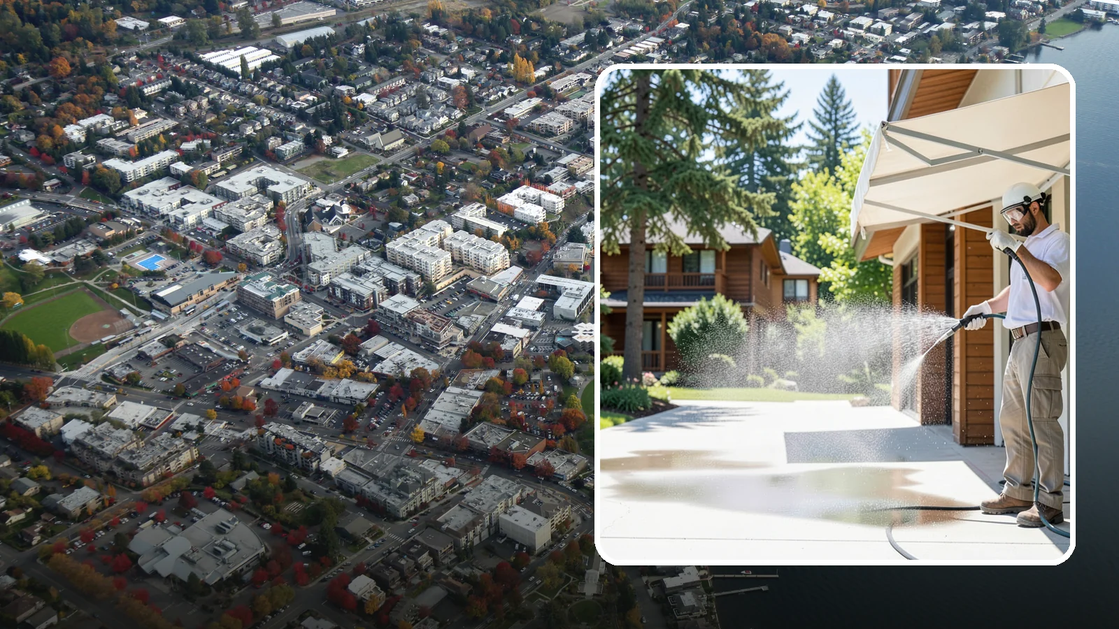 Awning Cleaning in Kirkland, King County, WA - We soft wash fabric and metal awnings to strip the black streaks and mildew that Northwest moisture leaves behind.