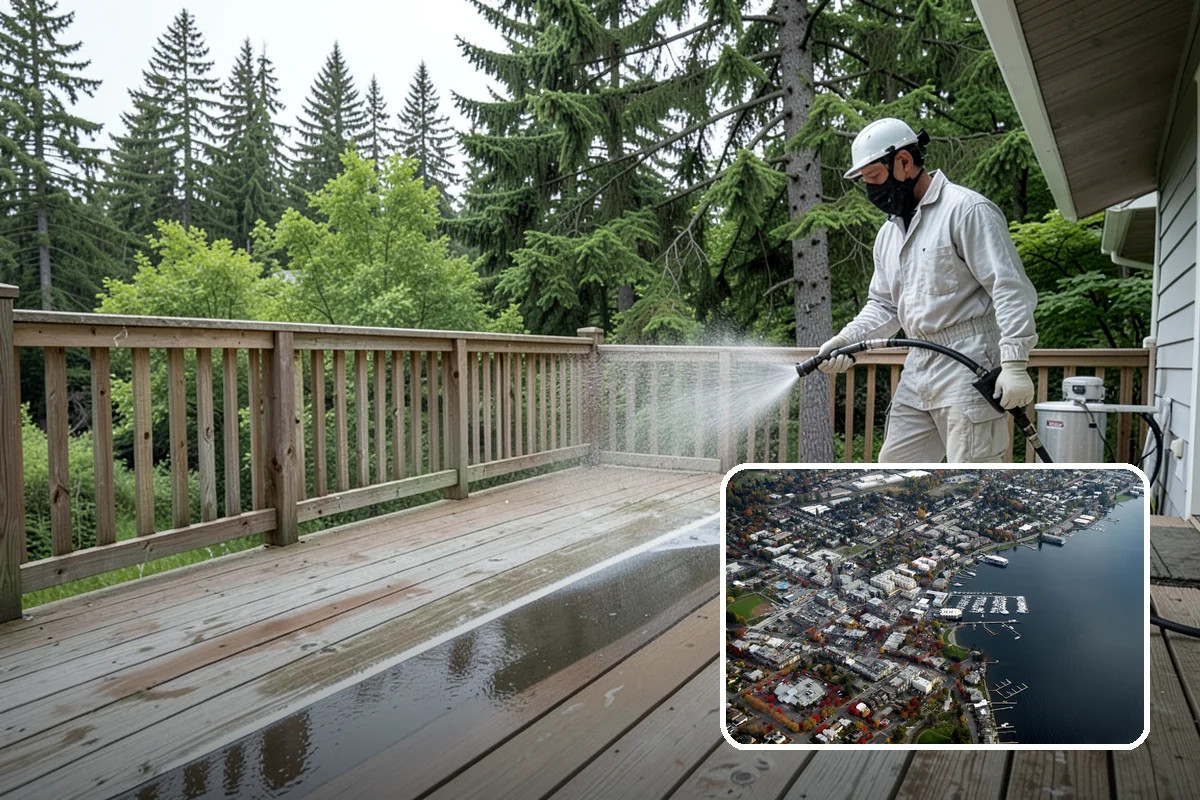 Awning Cleaning in Kirkland, King County, WA - Removes mildew streaking common to wet Northwest summers