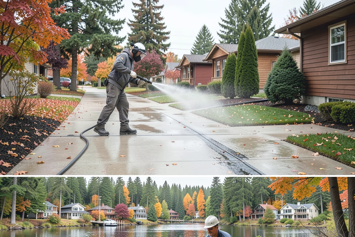 Awning Cleaning in La Conner, Skagit County, WA - Late spring cleaning removes the mildew that builds through the wet season and readies awnings for summer use.