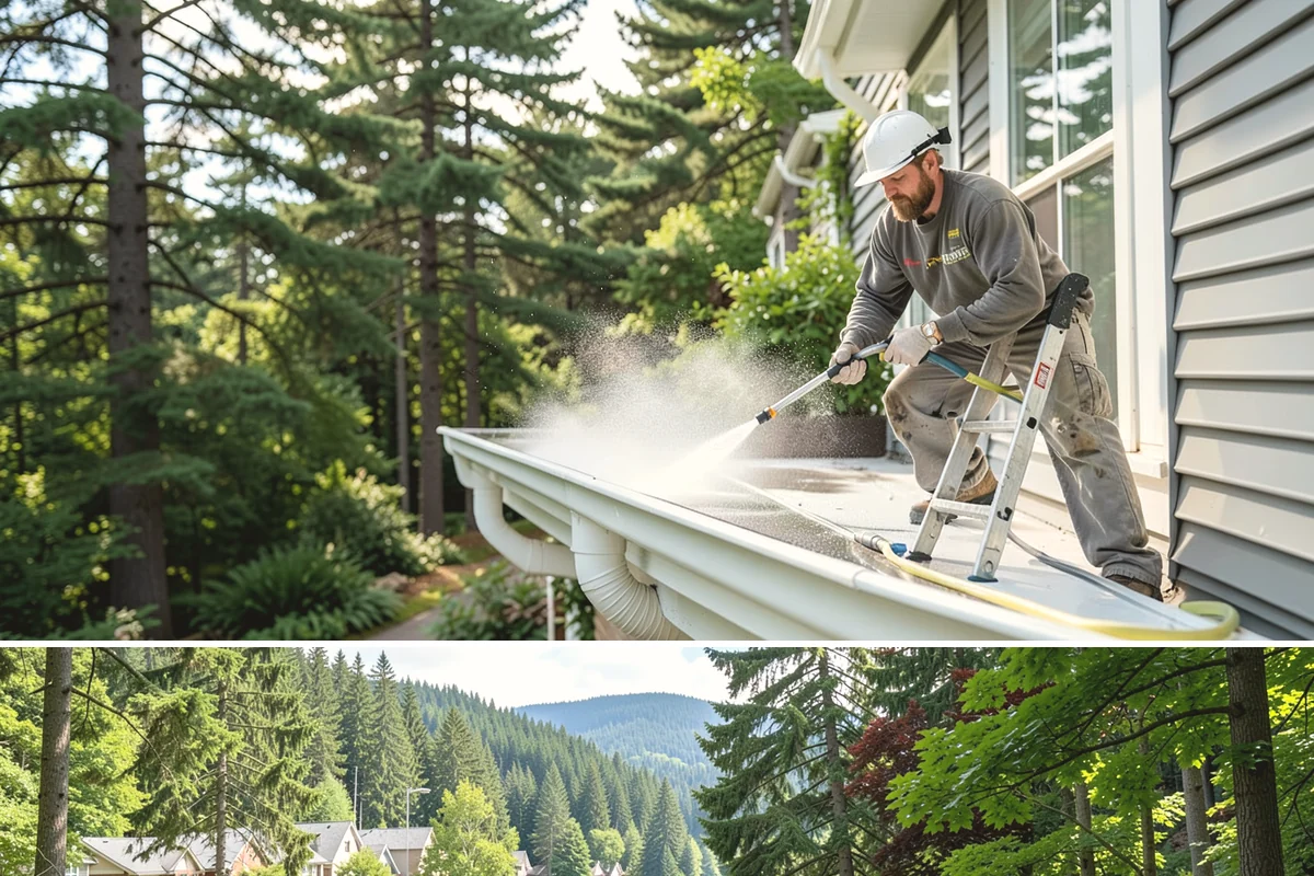Awning Cleaning in Lake Forest Park, King County, WA - Late spring cleaning removes the mildew that builds through the wet season and readies awnings for summer use.