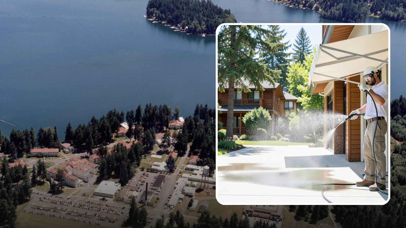 Awning Cleaning in Lakewood, Pierce County, WA - We soft wash fabric and metal awnings to strip the black streaks and mildew that Northwest moisture leaves behind.