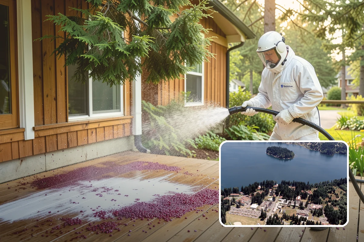 Awning Cleaning in Lakewood, Pierce County, WA - Removes mildew streaking common to wet Northwest summers
