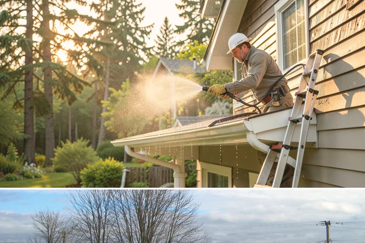 Awning Cleaning in Langley, Island County, WA - Late spring cleaning removes the mildew that builds through the wet season and readies awnings for summer use.