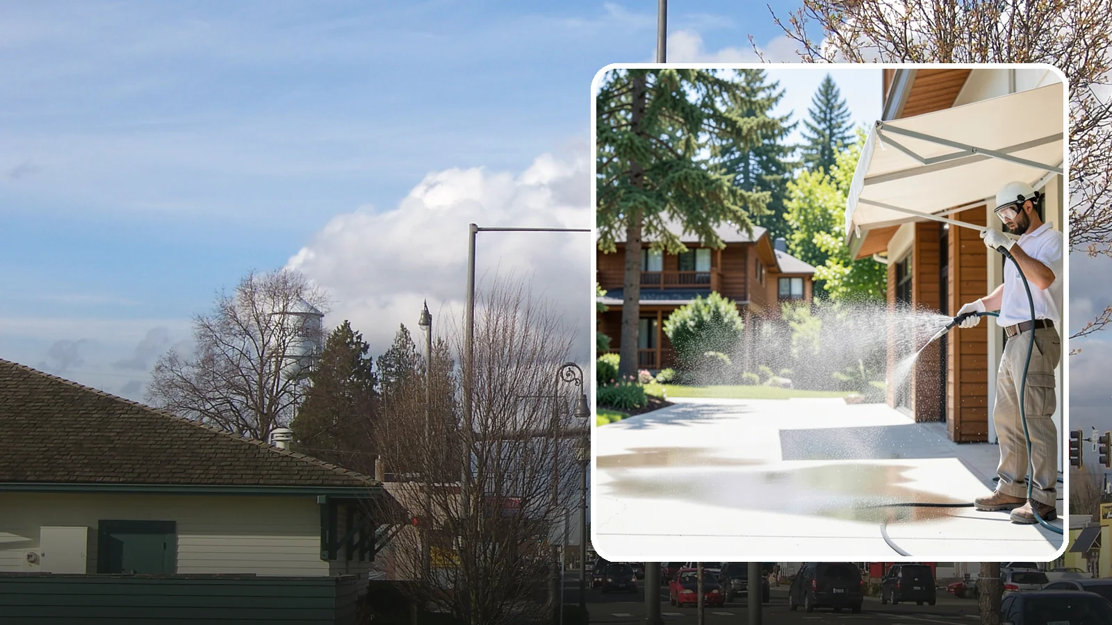 Awning Cleaning in Marysville, Snohomish County, WA - We soft wash fabric and metal awnings to strip the black streaks and mildew that Northwest moisture leaves behind.