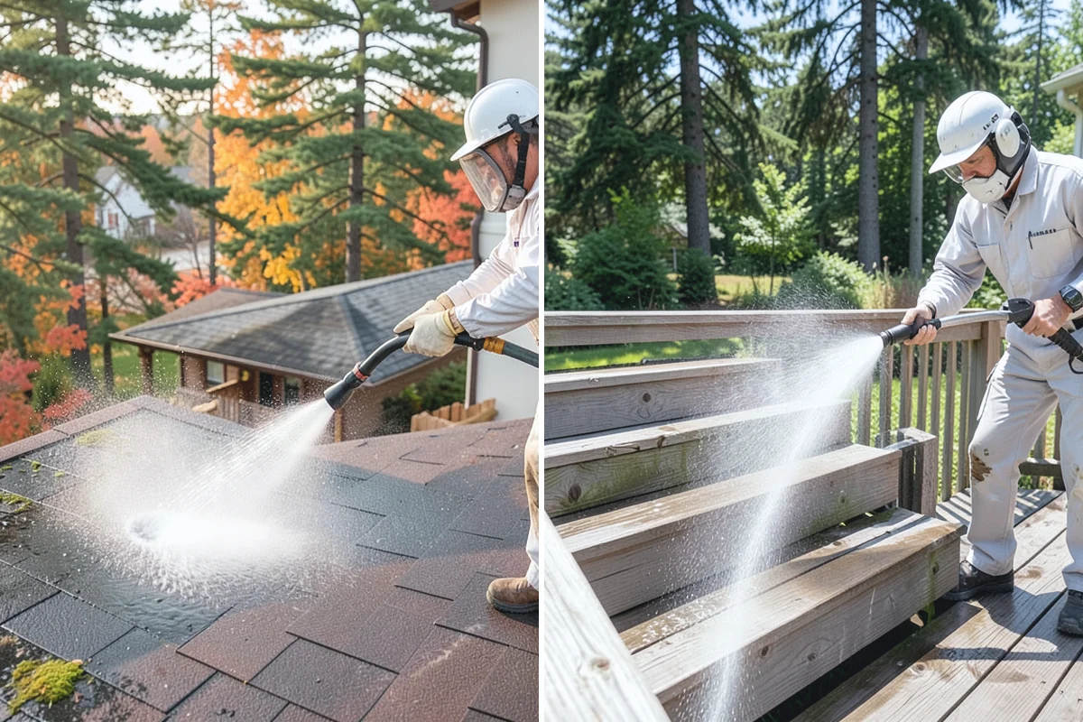Awning Cleaning in Medina, King County, WA - Dry-brush loose debris and spot-check fabric colorfastness