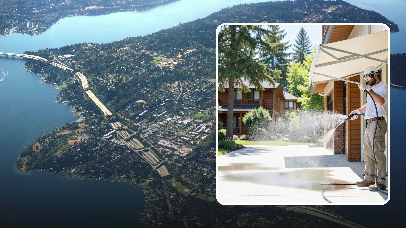 Awning Cleaning in Mercer Island, King County, WA - We soft wash fabric and metal awnings to strip the black streaks and mildew that Northwest moisture leaves behind.