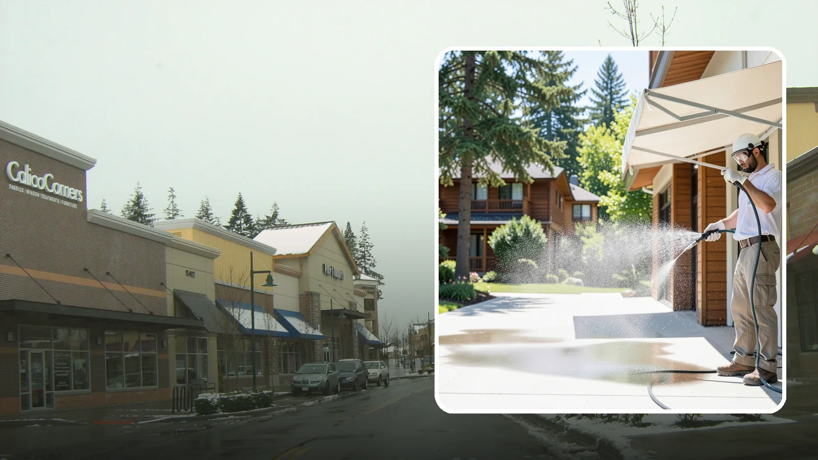 Awning Cleaning in Mill Creek, Snohomish County, WA - We soft wash fabric and metal awnings to strip the black streaks and mildew that Northwest moisture leaves behind.