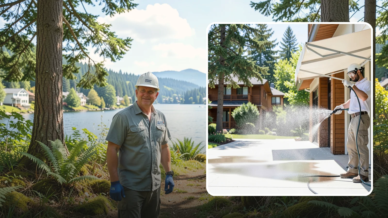 Awning Cleaning in Milton, King County, WA - We soft wash fabric and metal awnings to strip the black streaks and mildew that Northwest moisture leaves behind.