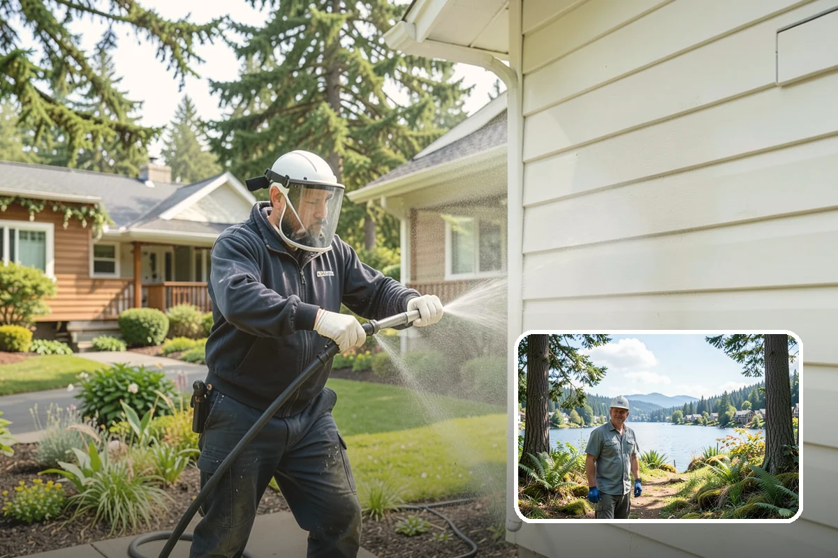Awning Cleaning in Milton, King County, WA - Removes mildew streaking common to wet Northwest summers