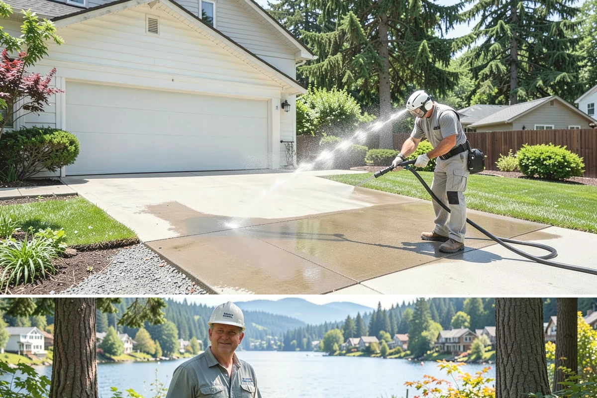 Awning Cleaning in Milton, King County, WA - Late spring cleaning removes the mildew that builds through the wet season and readies awnings for summer use.