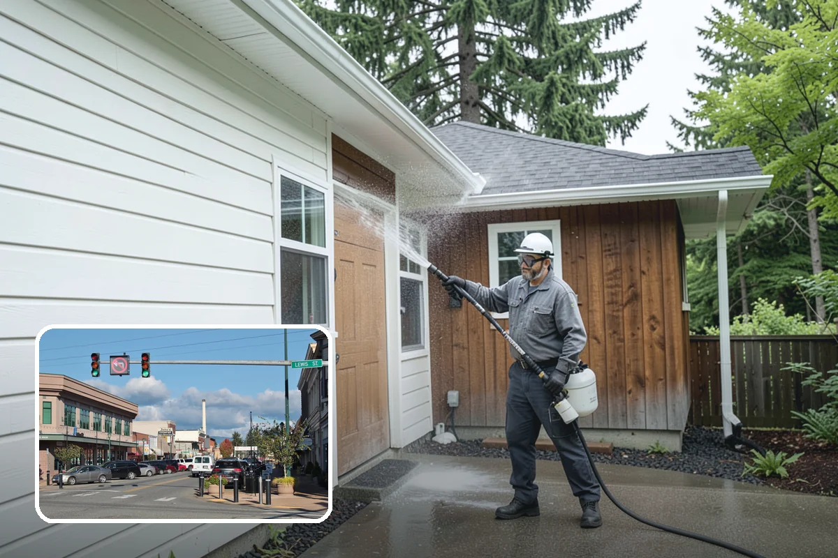 Awning Cleaning in Monroe, Snohomish County, WA - Removes mildew streaking common to wet Northwest summers