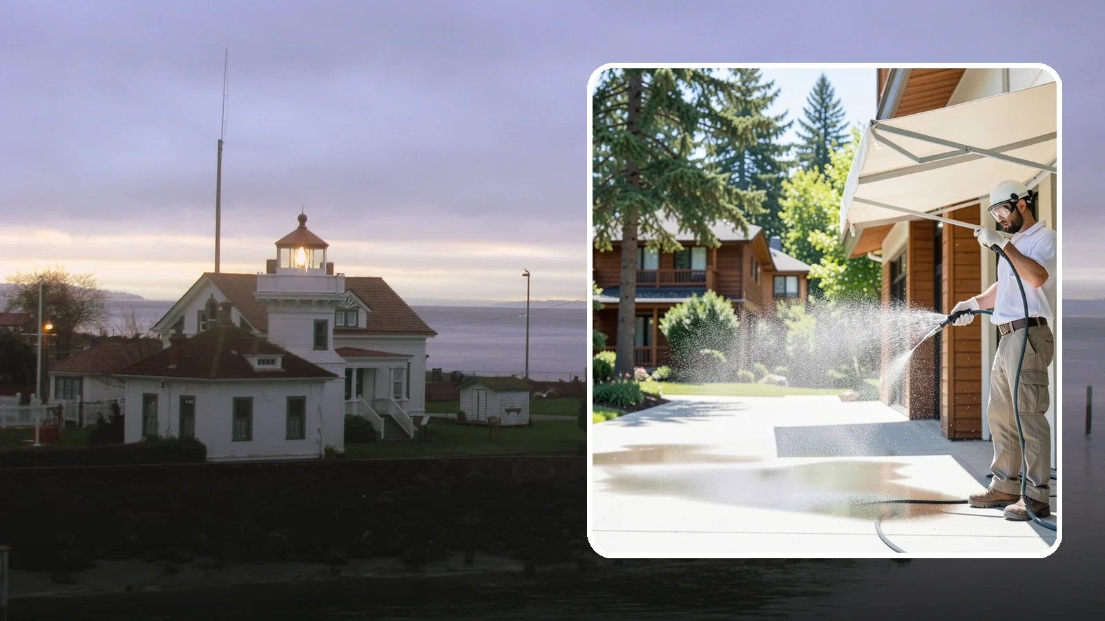 Awning Cleaning in Mukilteo, Snohomish County, WA - We soft wash fabric and metal awnings to strip the black streaks and mildew that Northwest moisture leaves behind.