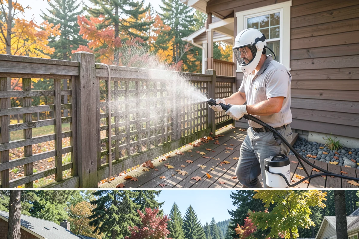 Awning Cleaning in Orting, Pierce County, WA - Late spring cleaning removes the mildew that builds through the wet season and readies awnings for summer use.