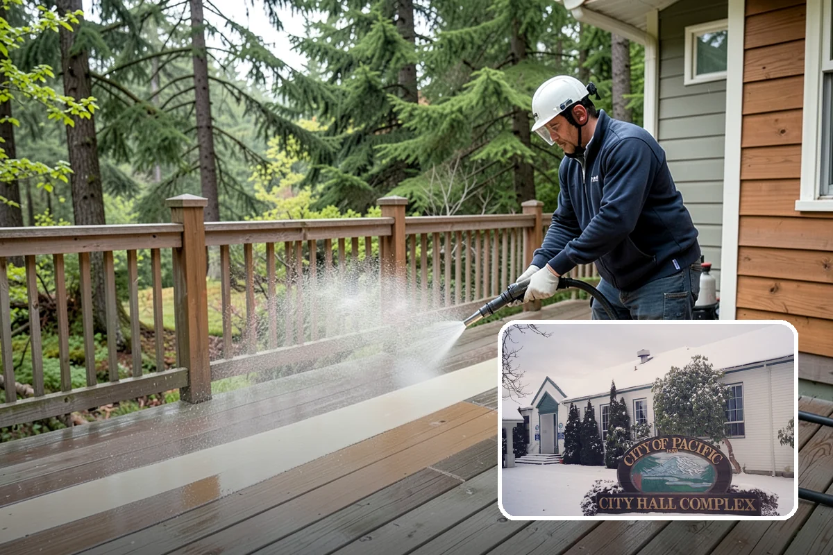 Awning Cleaning in Pacific, King County, WA - Removes mildew streaking common to wet Northwest summers