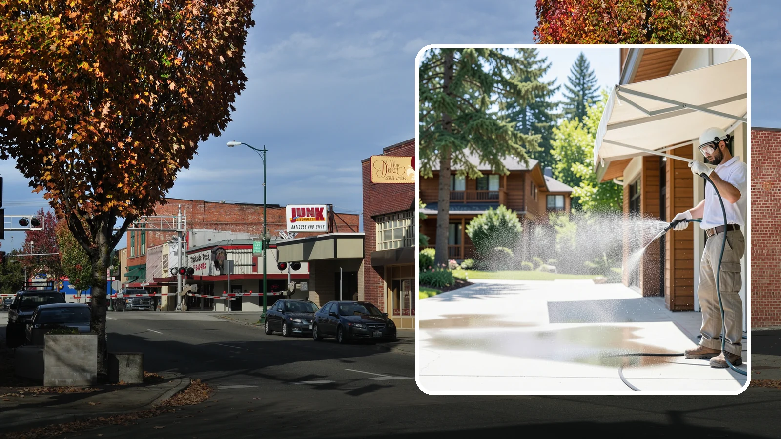 Awning Cleaning in Puyallup, Pierce County, WA - We soft wash fabric and metal awnings to strip the black streaks and mildew that Northwest moisture leaves behind.