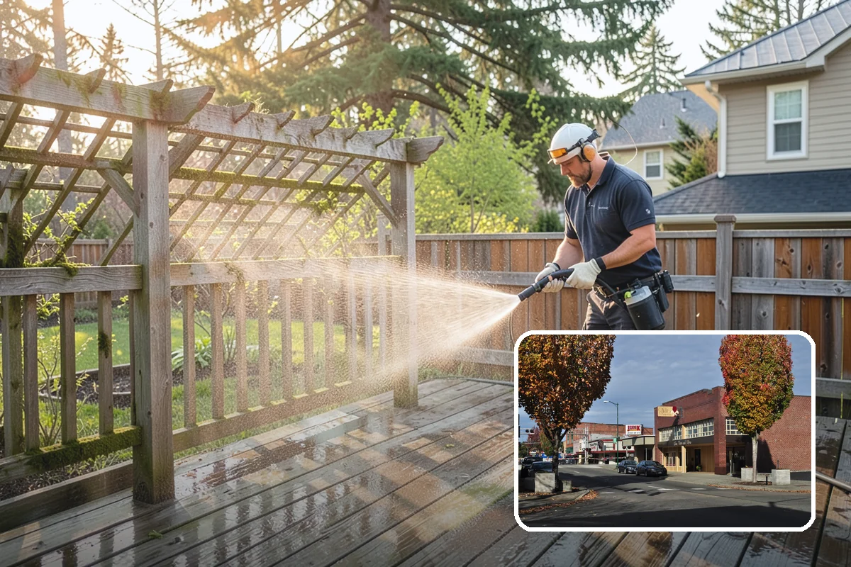 Awning Cleaning in Puyallup, Pierce County, WA - Removes mildew streaking common to wet Northwest summers