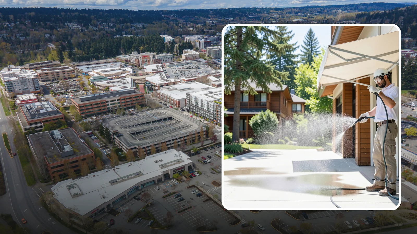 Awning Cleaning in Redmond, King County, WA - We soft wash fabric and metal awnings to strip the black streaks and mildew that Northwest moisture leaves behind.