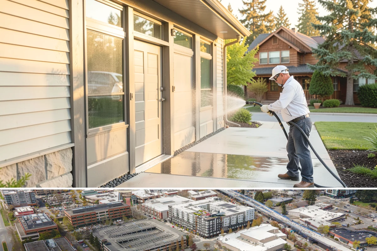 Awning Cleaning in Redmond, King County, WA - Late spring cleaning removes the mildew that builds through the wet season and readies awnings for summer use.