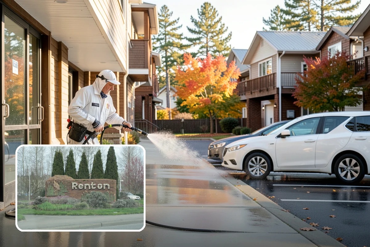 Awning Cleaning in Renton, King County, WA - Removes mildew streaking common to wet Northwest summers