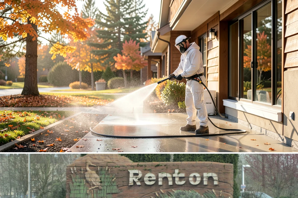 Awning Cleaning in Renton, King County, WA - Late spring cleaning removes the mildew that builds through the wet season and readies awnings for summer use.