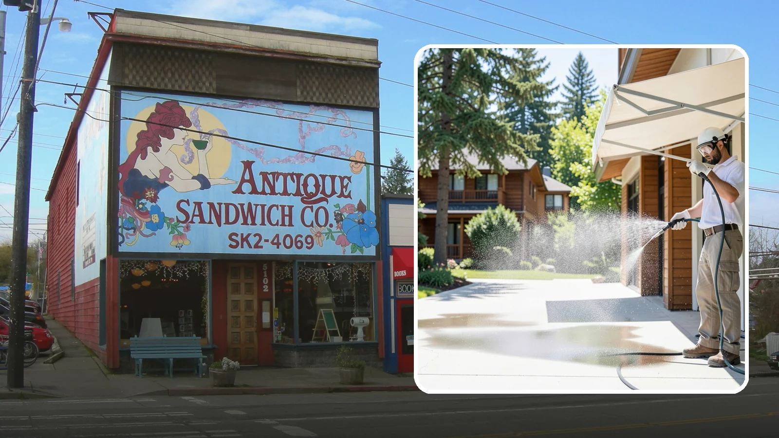 Awning Cleaning in Ruston, Pierce County, WA - We soft wash fabric and metal awnings to strip the black streaks and mildew that Northwest moisture leaves behind.