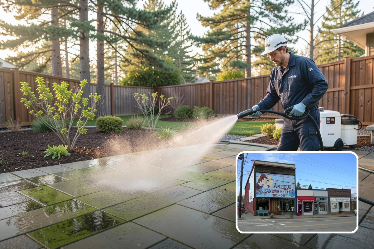 Awning Cleaning in Ruston, Pierce County, WA - Removes mildew streaking common to wet Northwest summers