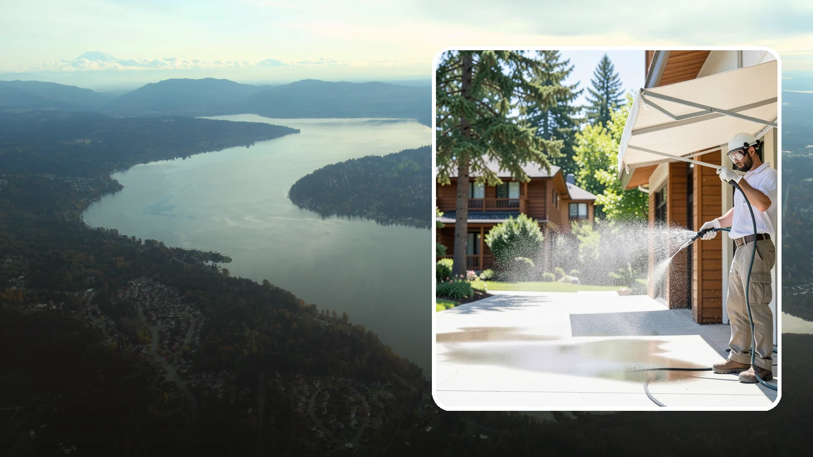 Awning Cleaning in Sammamish, King County, WA - We soft wash fabric and metal awnings to strip the black streaks and mildew that Northwest moisture leaves behind.