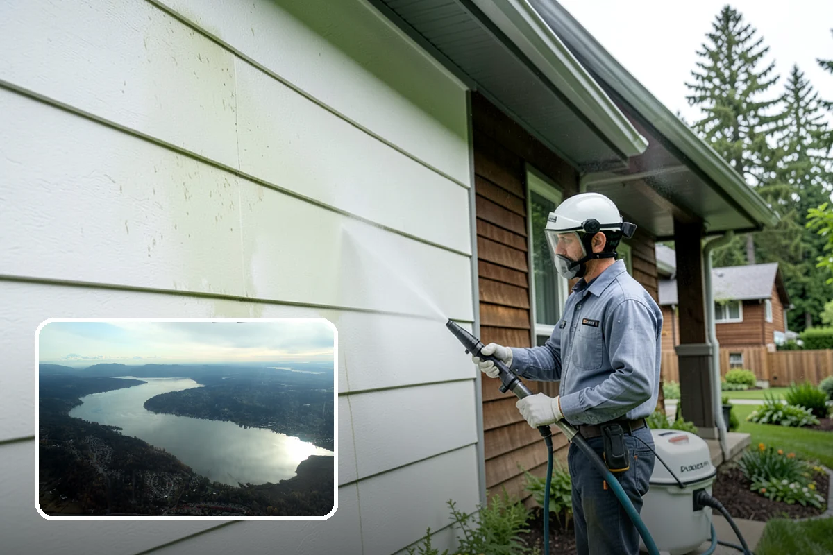 Awning Cleaning in Sammamish, King County, WA - Removes mildew streaking common to wet Northwest summers