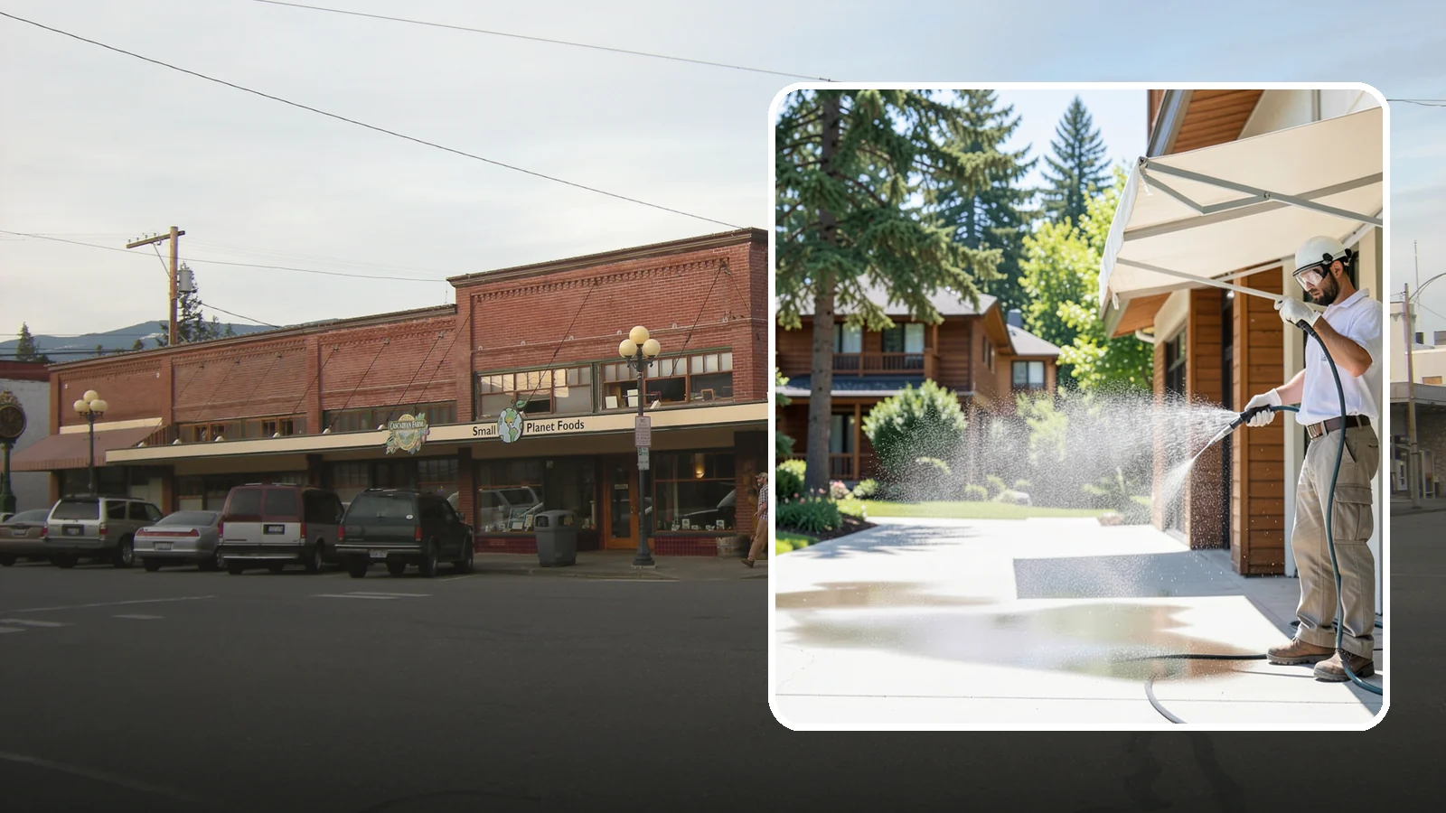 Awning Cleaning in Sedro-Woolley, Skagit County, WA - We soft wash fabric and metal awnings to strip the black streaks and mildew that Northwest moisture leaves behind.