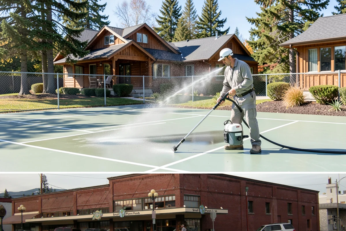 Awning Cleaning in Sedro-Woolley, Skagit County, WA - Late spring cleaning removes the mildew that builds through the wet season and readies awnings for summer use.