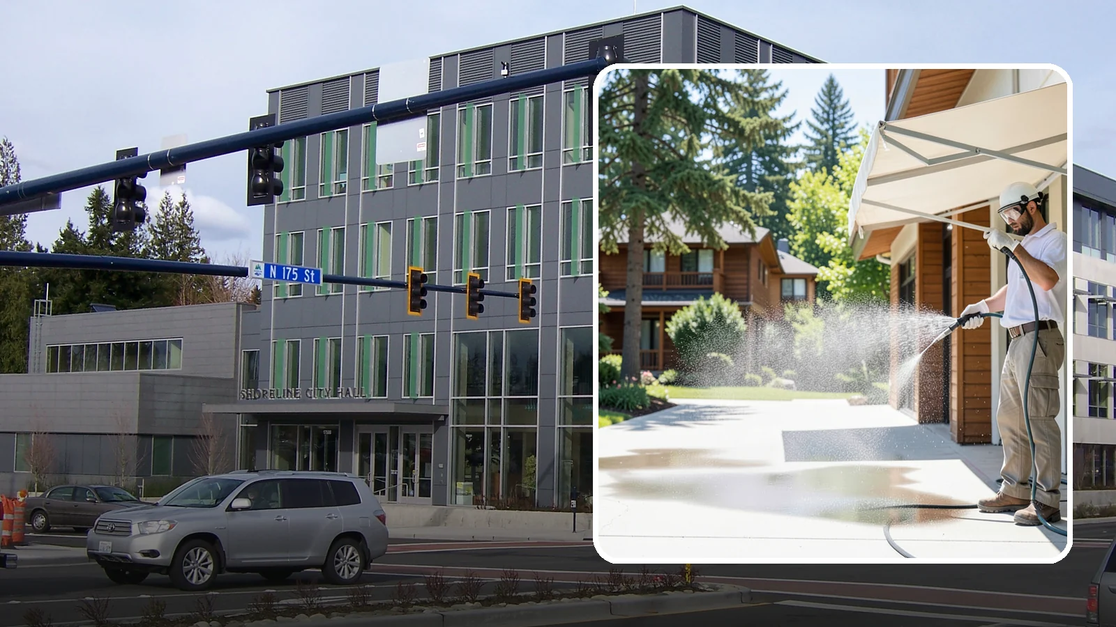 Awning Cleaning in Shoreline, King County, WA - We soft wash fabric and metal awnings to strip the black streaks and mildew that Northwest moisture leaves behind.