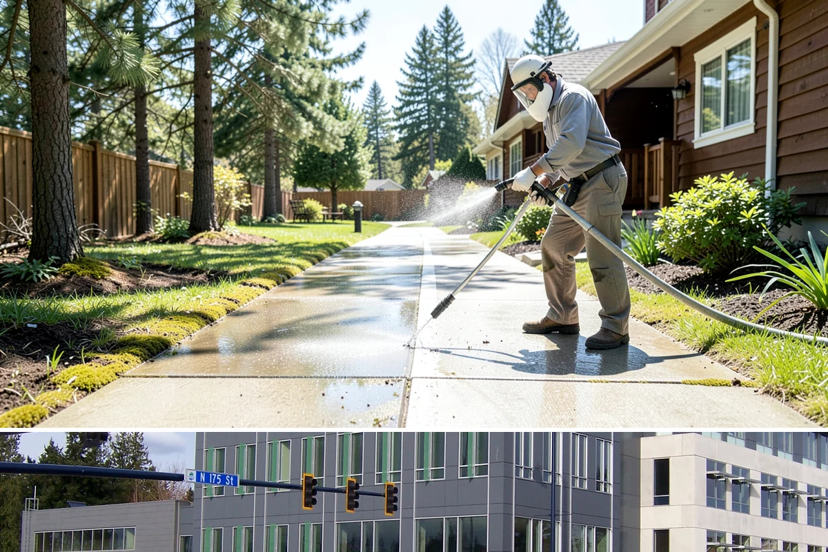 Awning Cleaning in Shoreline, King County, WA - Late spring cleaning removes the mildew that builds through the wet season and readies awnings for summer use.