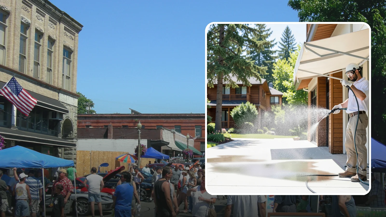 Awning Cleaning in Snohomish, Snohomish County, WA - We soft wash fabric and metal awnings to strip the black streaks and mildew that Northwest moisture leaves behind.