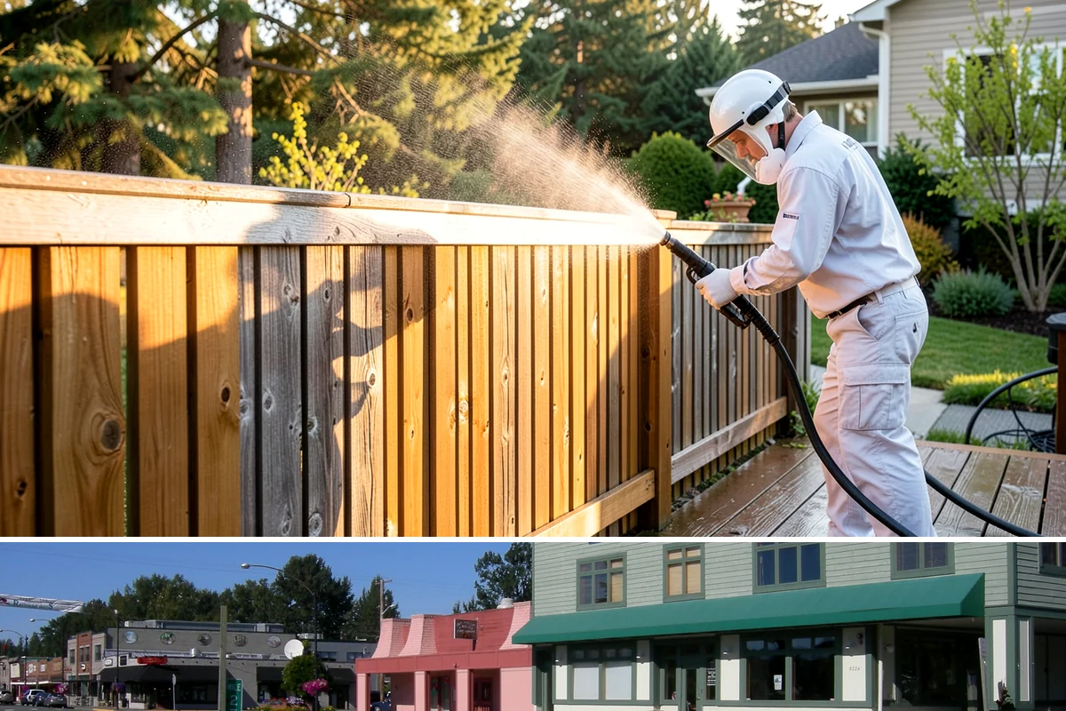 Awning Cleaning in Snoqualmie, King County, WA - Late spring cleaning removes the mildew that builds through the wet season and readies awnings for summer use.