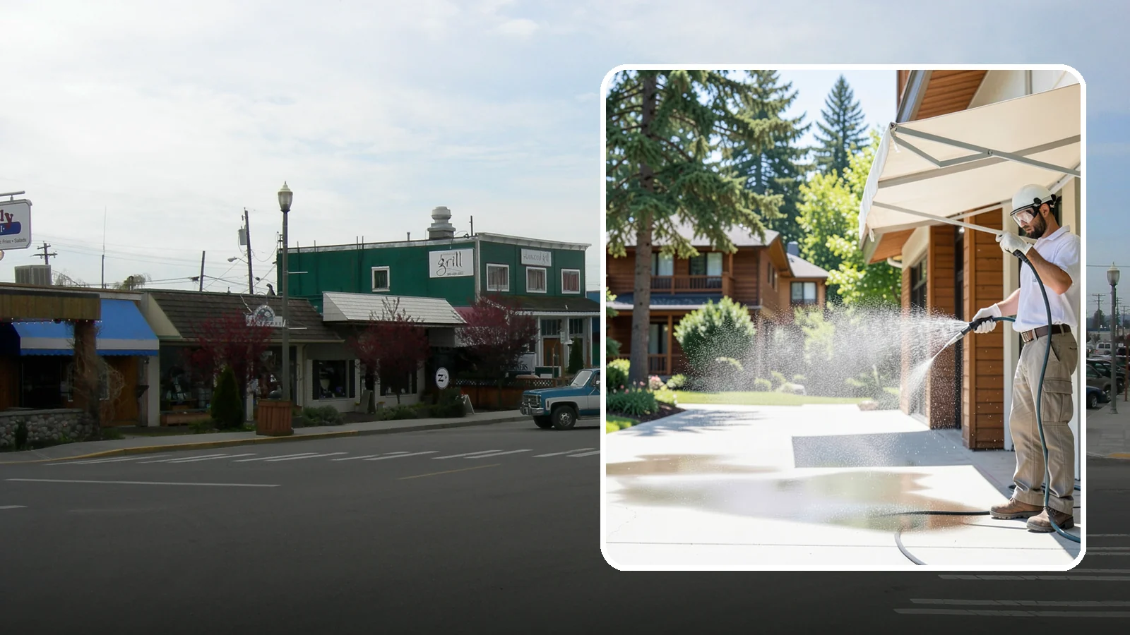 Awning Cleaning in Stanwood, Snohomish County, WA - We soft wash fabric and metal awnings to strip the black streaks and mildew that Northwest moisture leaves behind.