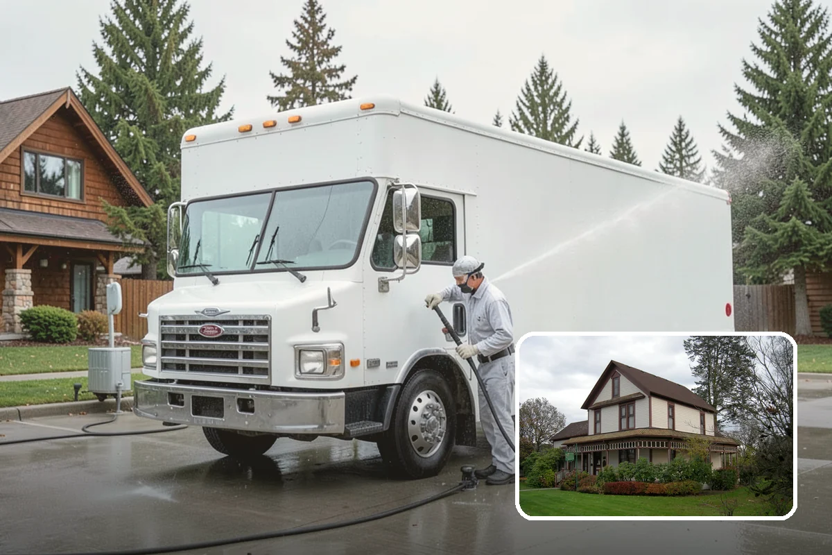 Awning Cleaning in Sumner, Pierce County, WA - Removes mildew streaking common to wet Northwest summers