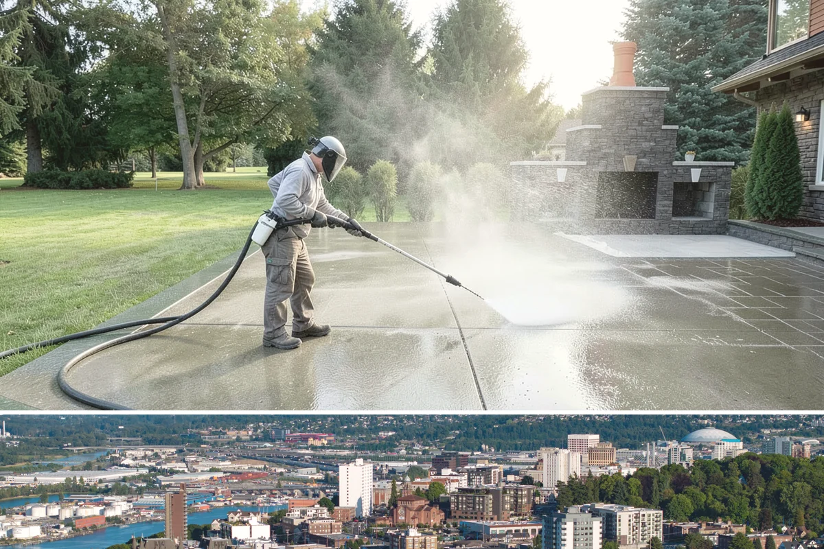Awning Cleaning in Tacoma, Pierce County, WA - Late spring cleaning removes the mildew that builds through the wet season and readies awnings for summer use.