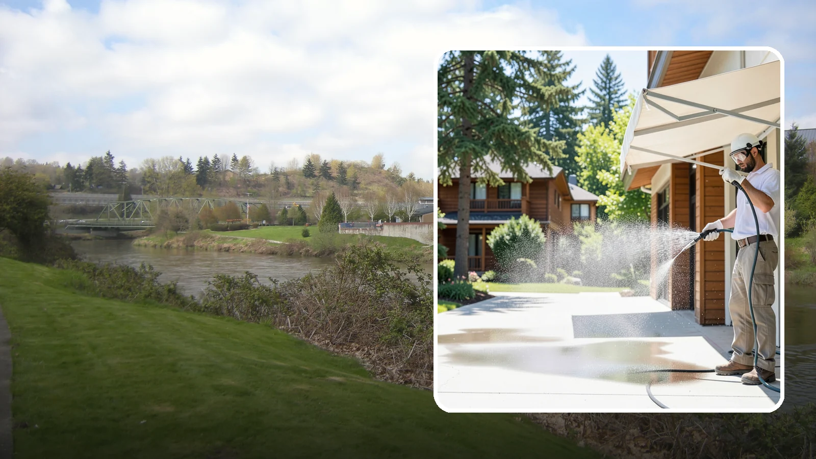 Awning Cleaning in Tukwila, King County, WA - We soft wash fabric and metal awnings to strip the black streaks and mildew that Northwest moisture leaves behind.