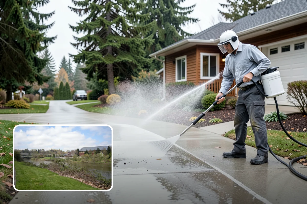 Awning Cleaning in Tukwila, King County, WA - Removes mildew streaking common to wet Northwest summers