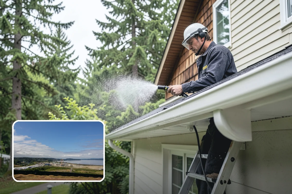 Awning Cleaning in University Place, Pierce County, WA - Removes mildew streaking common to wet Northwest summers